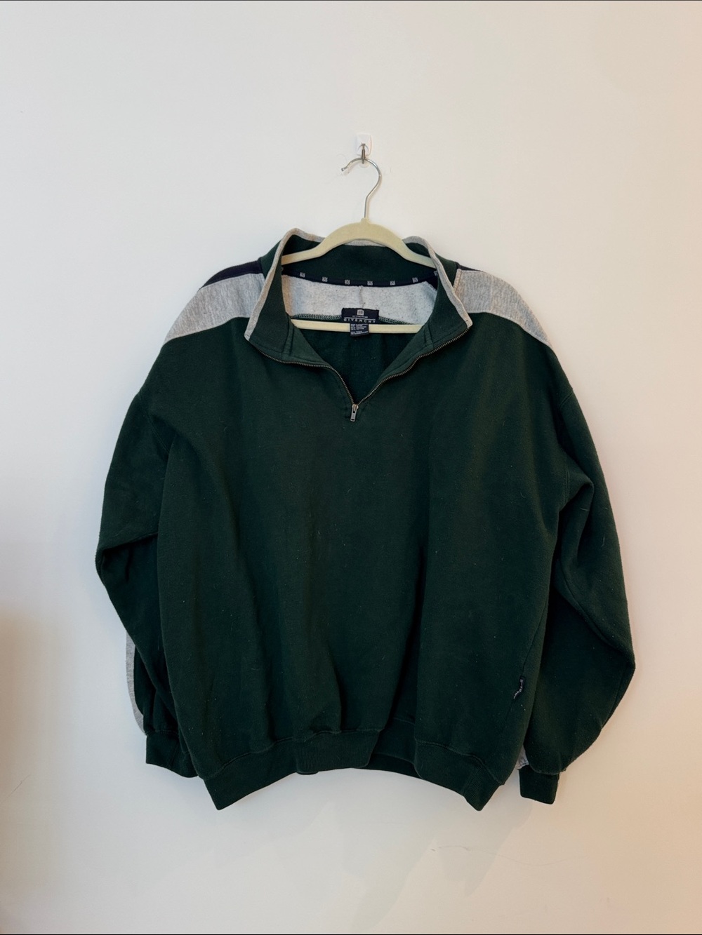 Givenchy Forest Green and Gray Quarter-Zip Sweater